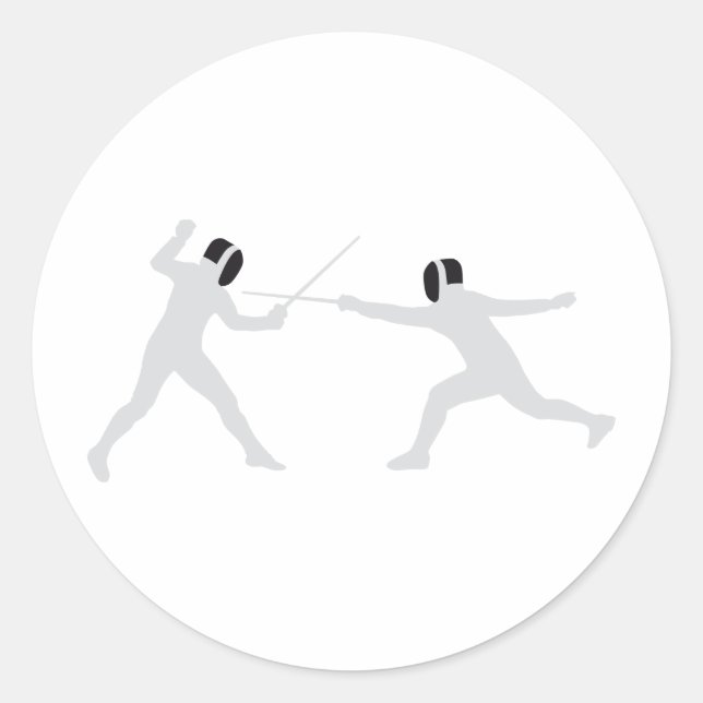 fencing classic round sticker (Front)