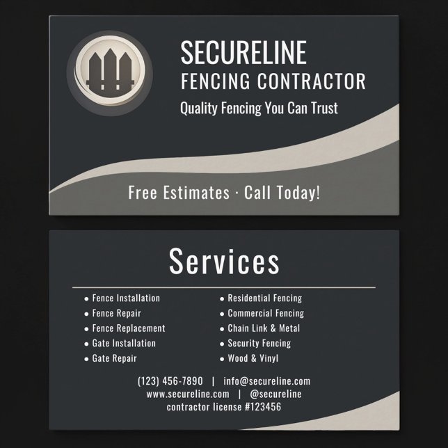 Fencing Contractor Business Card (Creator Uploaded)