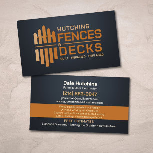 Fencing Decking Contractor Installation Repair Business Card