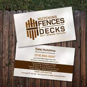 Fencing Decking Contractor Installation Repair Business Card
