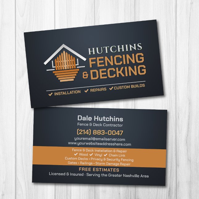 Fencing Decking Contractor Installation Repair Business Card (Creator Uploaded)