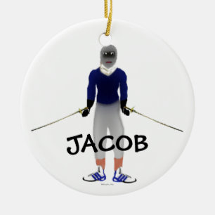 Fencing Duel Cartoon Ceramic Tree Decoration