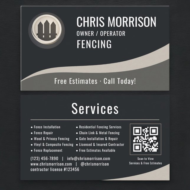Fencing Fence Builder QR Code Business Card (Creator Uploaded)