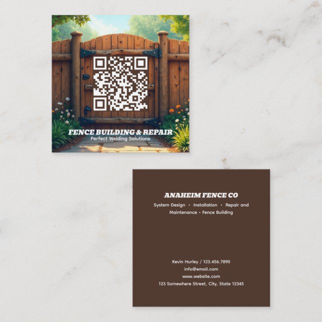 Fencing Fence Building QR Square Business Card (Front/Back)