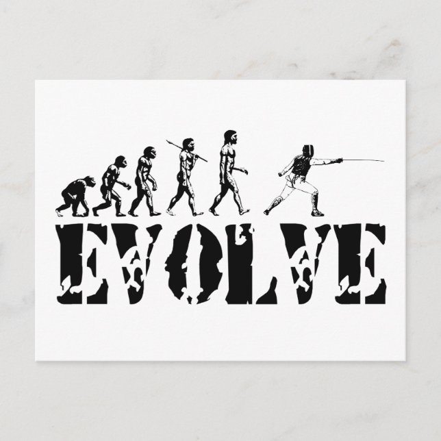 Fencing Fencer Epee Foil Sabre Evolution Sport Art Postcard (Front)