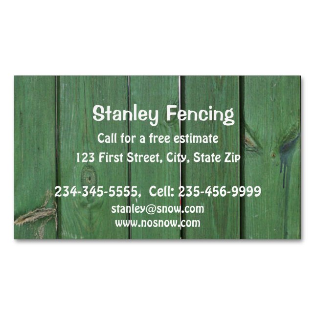 Fencing Fences Custom  Magnetic Business Card (Front)