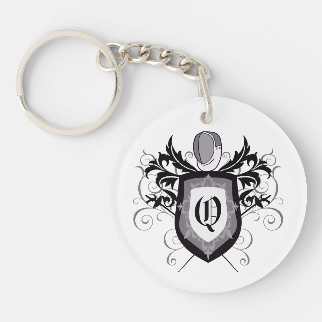Fencing Foil White Crest Keychain (Front)