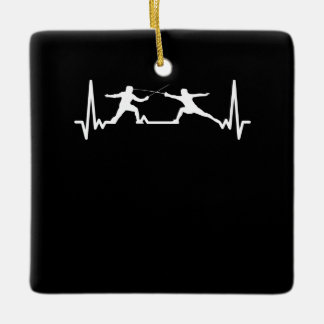 Fencing Game gamer fencer sport cardiogram fencing Ceramic Ornament