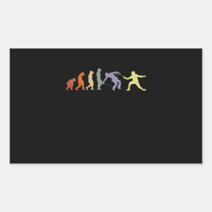Fencing Game gamer fencer sport Evolution Vintage Rectangular Sticker