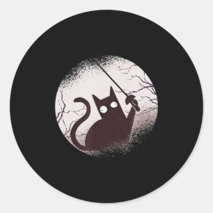 Fencing Game gamer fencer sport fencing Cat Classic Round Sticker