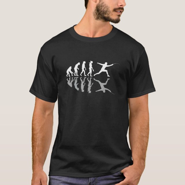 Fencing Human Evolution Humour Fencer Sport T-Shirt (Front)