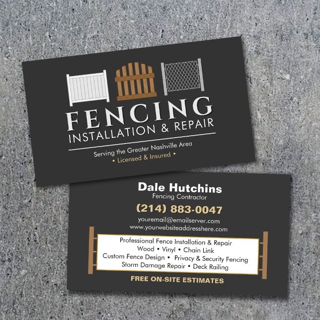 Fencing Installation Repair Services Business Card (Creator Uploaded)