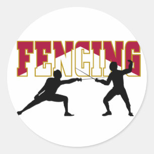 Fencing Match Classic Round Sticker