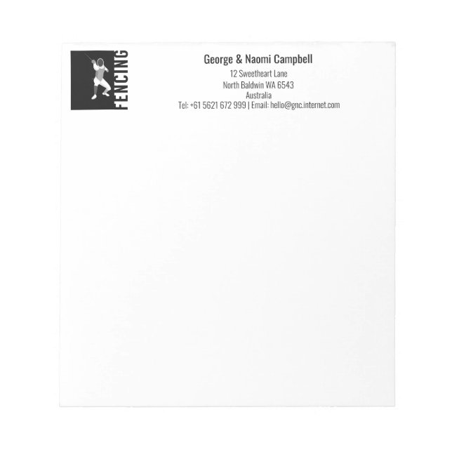 Fencing Notepad (Front)