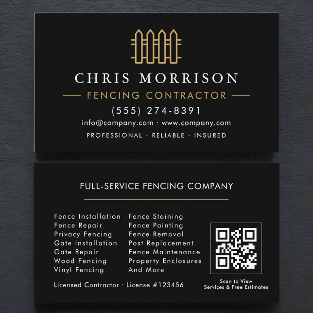Fencing Residential and Commercial QR Code Business Card (Creator Uploaded)