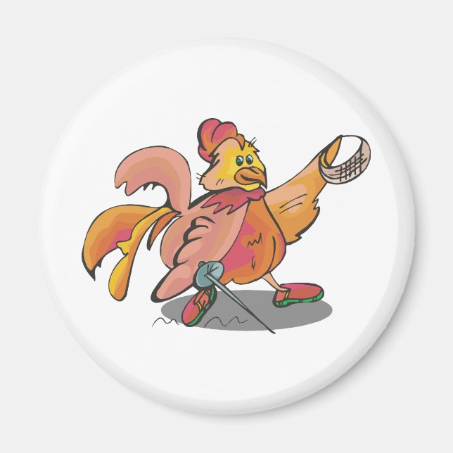 Fencing Rooster Magnet (Front)