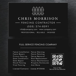 Fencing Service Company QR Code Business Card