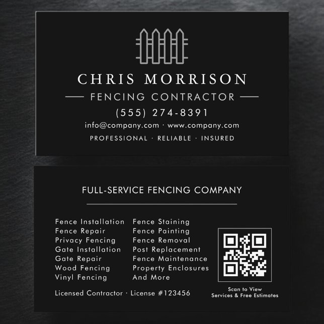 Fencing Service Company QR Code Business Card (Creator Uploaded)