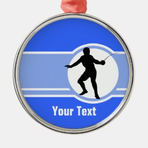 Fencing Silhouette; blue Metal Tree Decoration