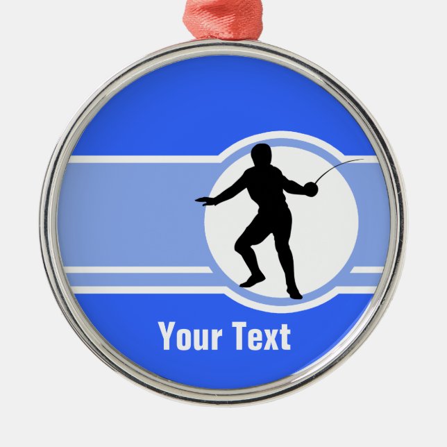 Fencing Silhouette; blue Metal Tree Decoration (Front)