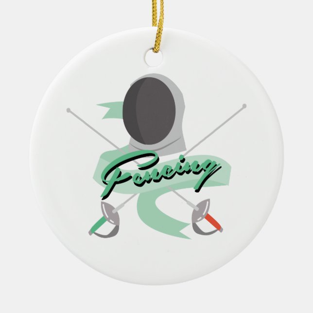 Fencing Sport Ceramic Tree Decoration (Front)
