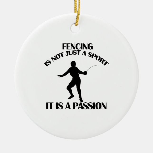FENCING sports designs Ceramic Tree Decoration (Front)