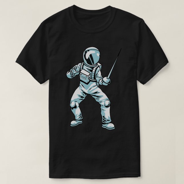 Fencing Sports Sword  Astronaut Fencer Fighting Fe T-Shirt (Design Front)