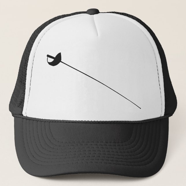 Fencing Sword Outline Silhouette Trucker Hat (Front)