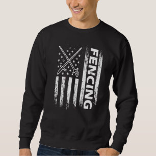 Fencing Us American Flag Fencer Sabre Rapier Duel Sweatshirt