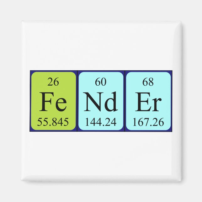 Fender periodic table name magnet (Front)