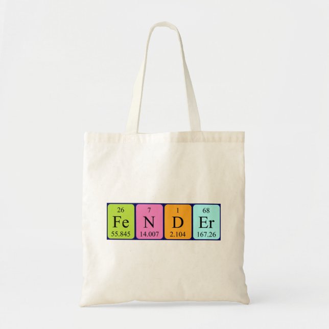 Fender periodic table name tote bag (Front)
