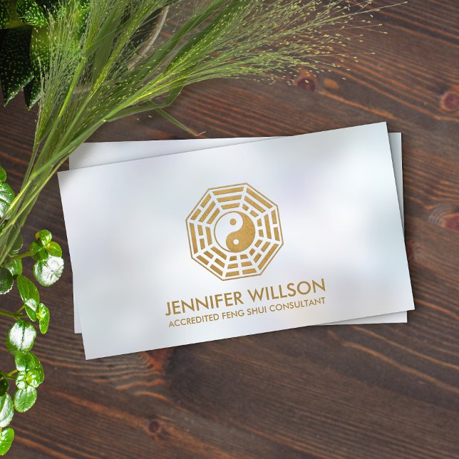 Feng Shui Bagua luxury gold and pearl Business Card (Creator Uploaded)