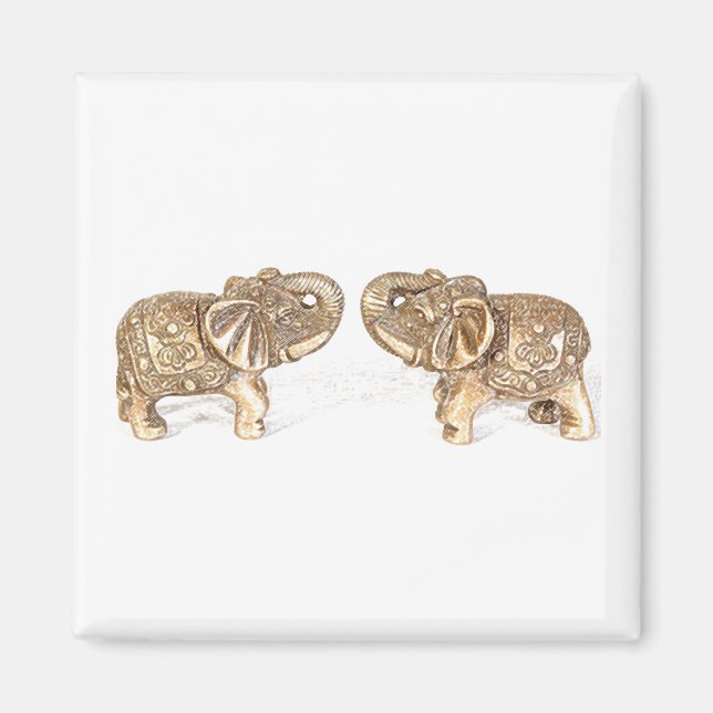 Feng Shui Double Elephant Magnet (Front)
