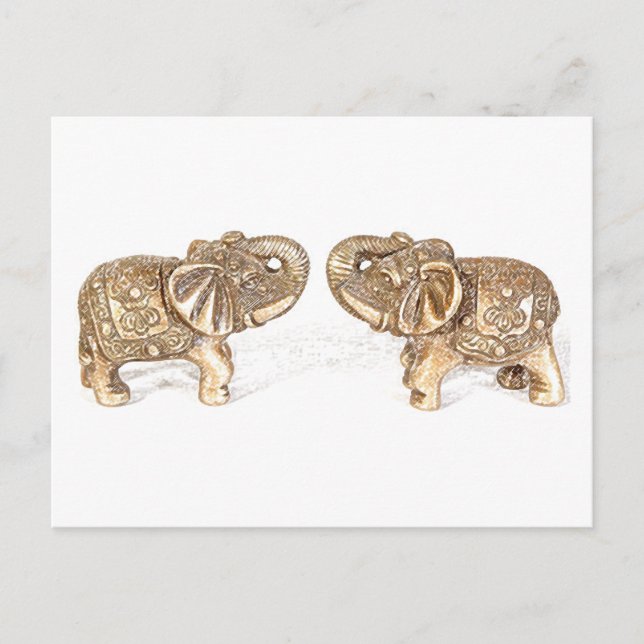 Feng Shui Double Elephant Postcard (Front)
