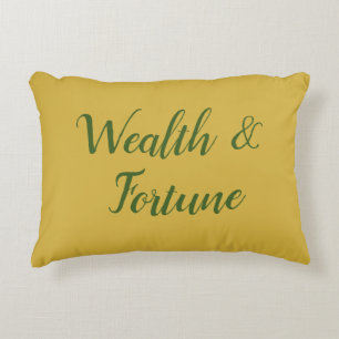 Feng Shui Gold & Green "Wealth & Fortune" Decorative Cushion