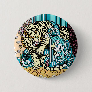 Feng Shui White Tiger 6 Cm Round Badge