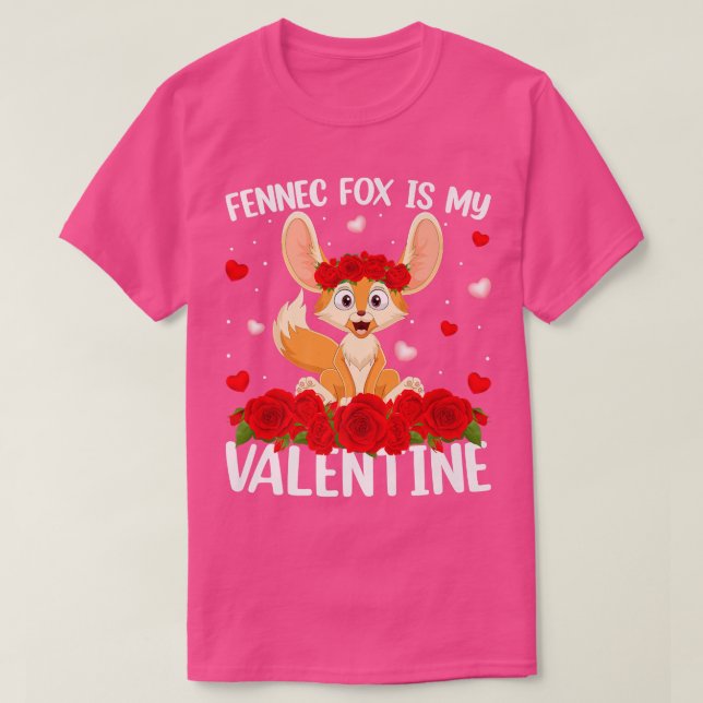 Fennec Fo Lover Red Rose Flower Fennec Fo Valentin T-Shirt (Design Front)