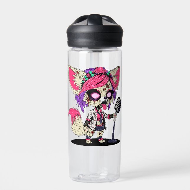 Fennec Fox 80s Pop Star Zombie Water Bottle (Front)