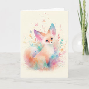Fennec Fox Among Pastel Blossoms Card