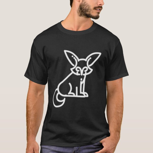 Fennec Fox Animal Badge Patch Line Art Icon Outlin T-Shirt (Front)