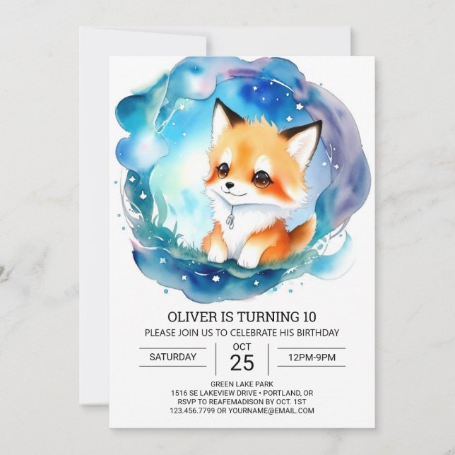 Fennec Fox Birthday Adventure Invitation (Front)