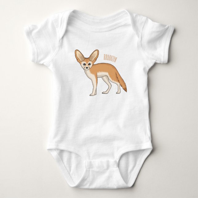 Fennec fox cartoon illustration  baby bodysuit (Front)