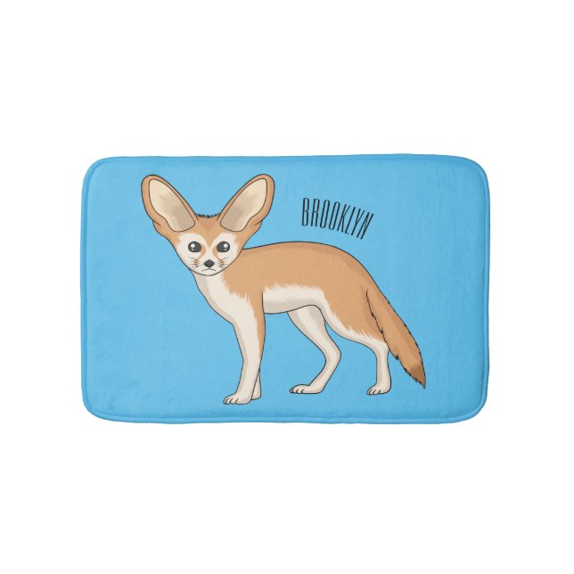 Fennec fox cartoon illustration  bath mat (Front)