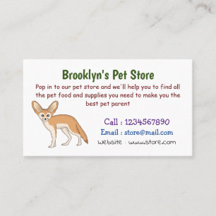 Fennec fox cartoon illustration business card