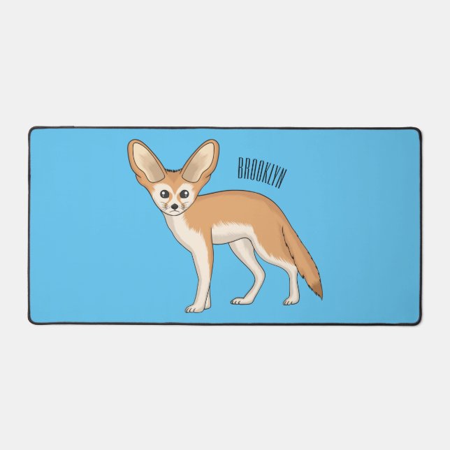 Fennec fox cartoon illustration desk mat (Front)