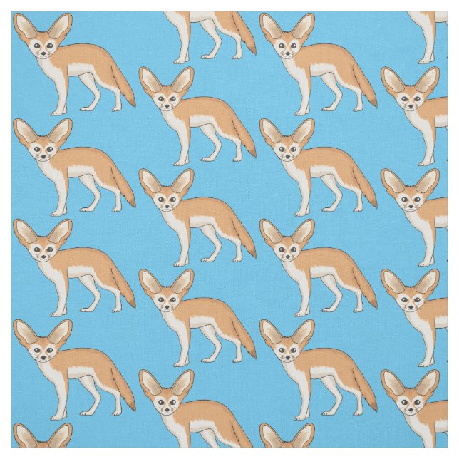 Fennec fox cartoon illustration fabric (Swatch)