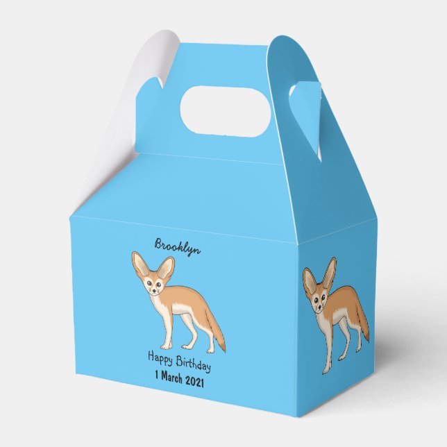 Fennec fox cartoon illustration  favour box (Front Side)
