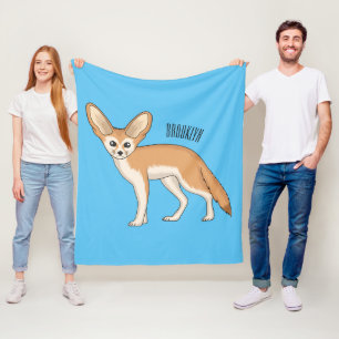 Fennec fox cartoon illustration fleece blanket