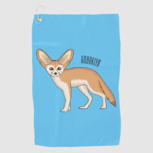 Fennec fox cartoon illustration golf towel