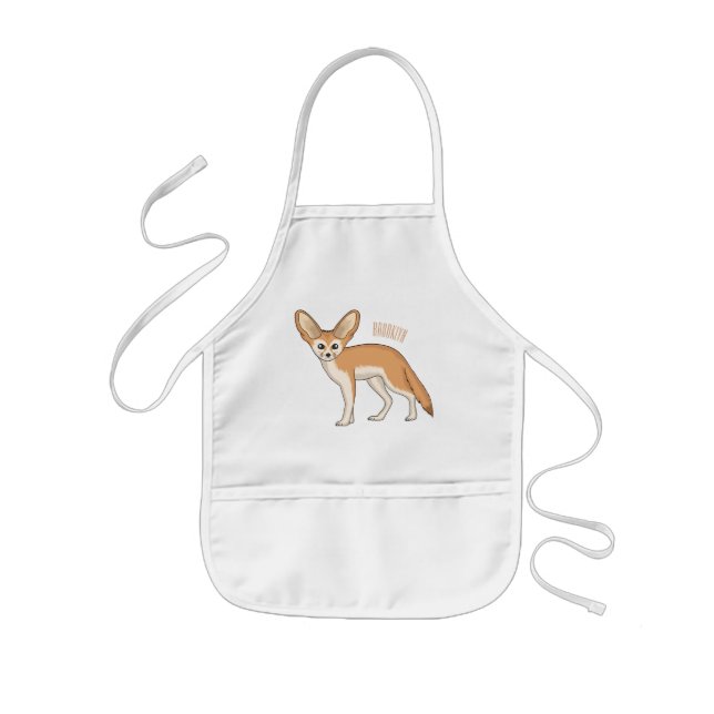 Fennec fox cartoon illustration  kids apron (Front)